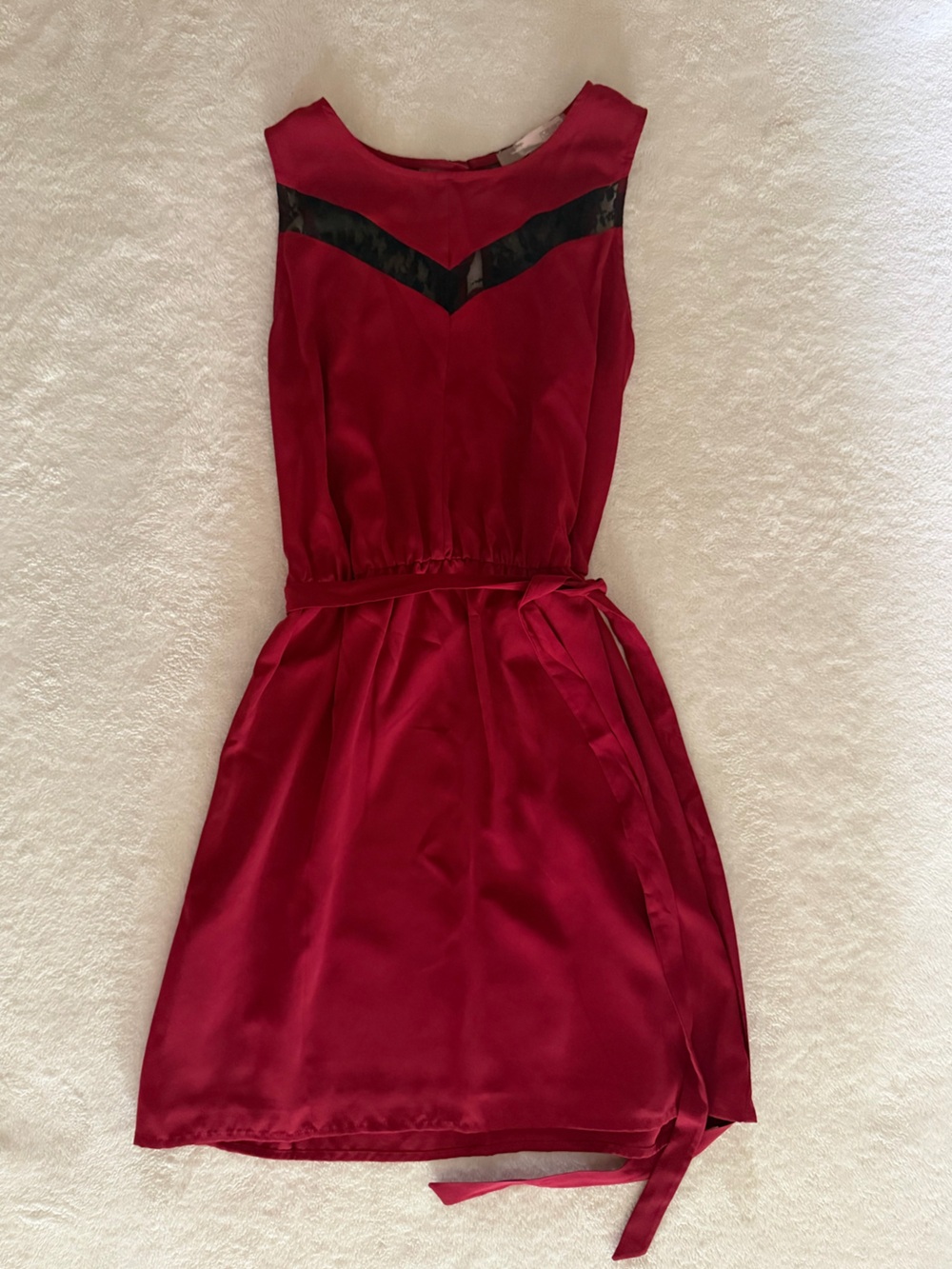 Forever 21 Contemporary Red Black Lace Fit & Flare Dress Size S